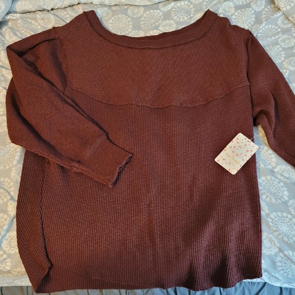 NWT Free People Cherry Cola long sleeve top size small - Picture 3 of 5